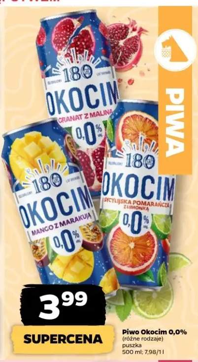 Piwo Okocim 0,0% różne rodzaje puszka