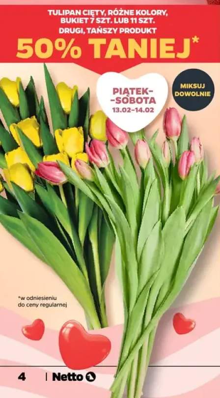 Tulipan cięty, różne kolory, bukiet 7 lub 11 szt. DRUGI -50%