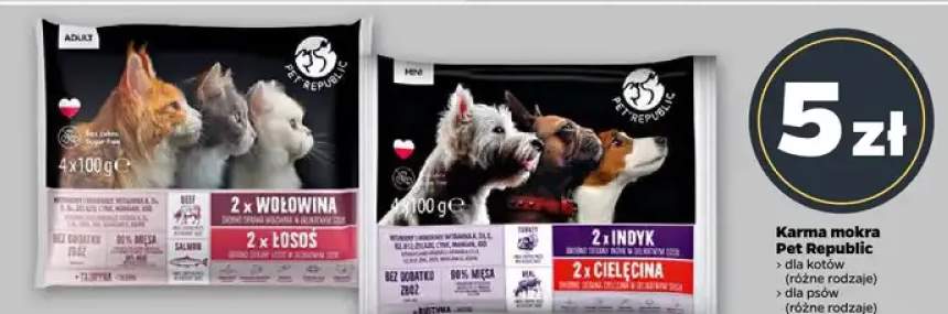 Karma mokra dla kotów i dla psów różne rodzaje