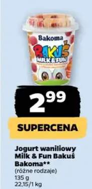 Jogurt waniliowy Milk & Fun Bakuś, różne rodzaje