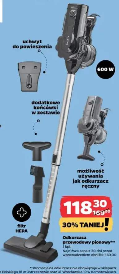 Odkurzacz przewodowy pionowy 600 W