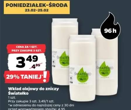 Wkład olejowy do zniczy Światełko