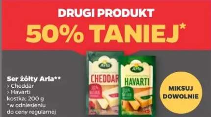 Ser żółty arla cheddar, havarti plastry