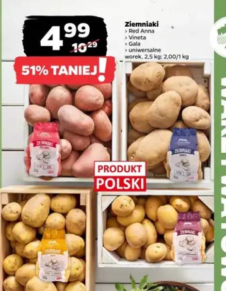 Ziemniaki Red Anna, Vineta, Gala, Uniwersalne - 2,5 kg