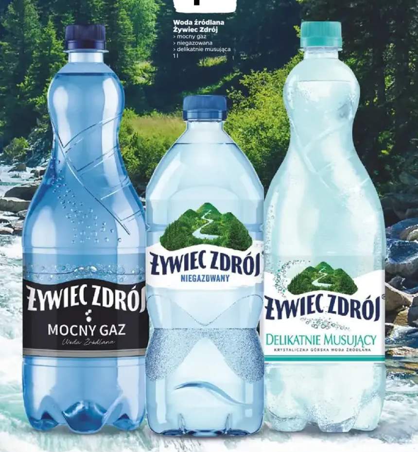 Woda źródlana delikatnie musująca