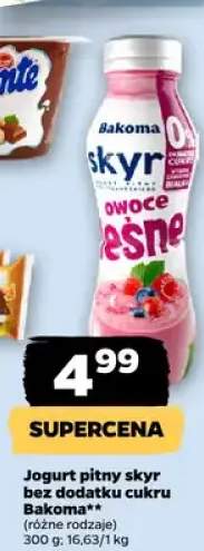 Jogurt pitny skyr bez dodatku cukru Bakoma owoce leśne