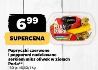 Papryczki czerwone i pepperoni nadziewane serkiem miks oliwek w ziołach