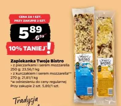 Zapiekanka Twoje Bistro z pieczarkami i serem mozzarella 250 g / z grillowanym kurczakiem i serem mozzarella 270 g