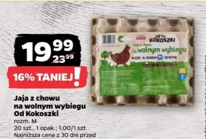 Jaja z chowu na wolnym wybiegu Od Kokoszki rozm. M 20 szt.