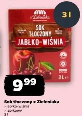 Sok tłoczony z Zieleńiaka jabłko-wiśnia, jabłkowy