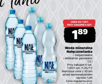 Woda mineralna Nałęczowianka niegazowana delikatnie gazowana