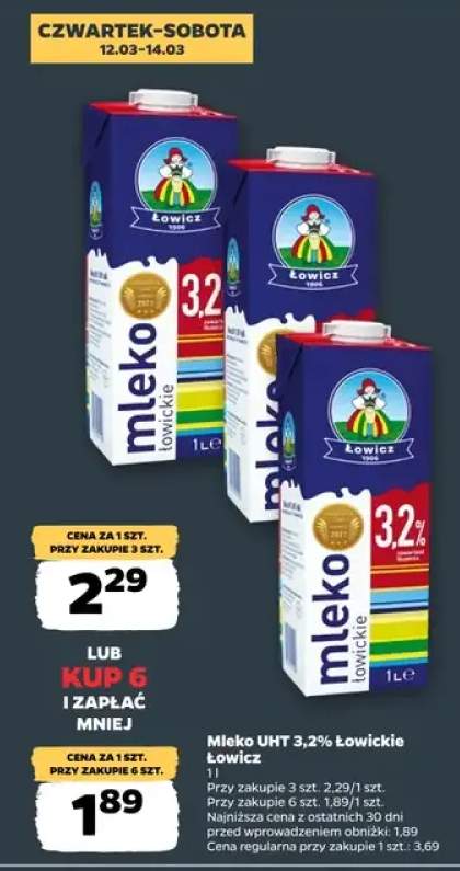 Mleko UHT 3,2% Łowickie Łowicz