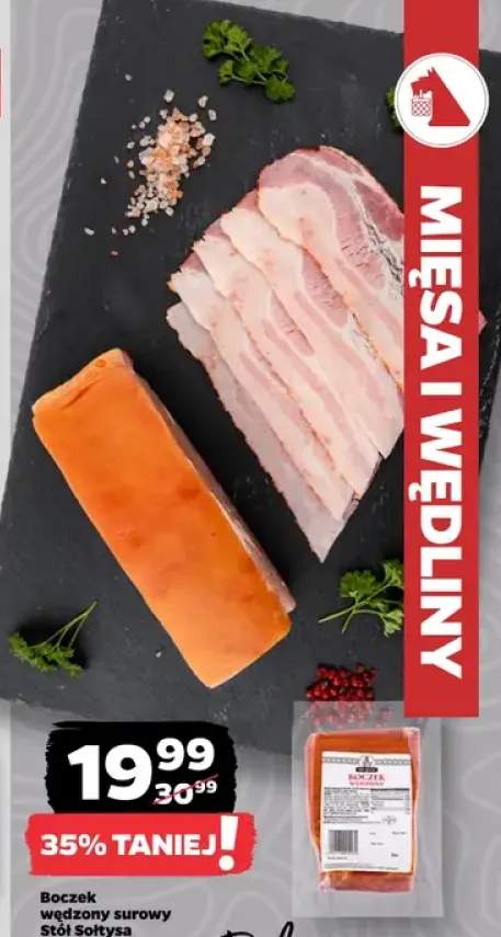 Boczek wędzony surowy stół Sołtysa