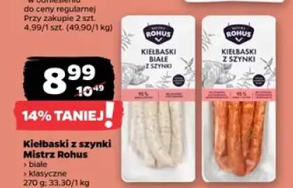 Kiełbaski z szynki Mistrz Rohus białe, klasyczne