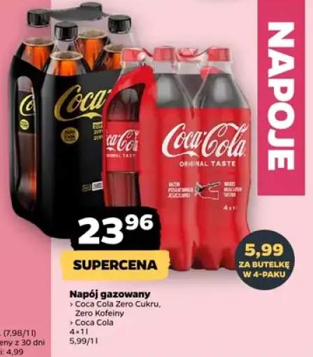 Napój gazowany Coca Cola Zero cukru, Zero Kofeiny Coca Cola