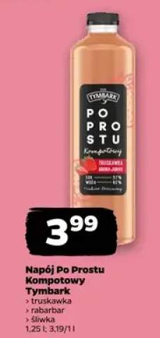 Napój Po Prostu Kompotowy Tymbark truskawka rabarbar śliwka