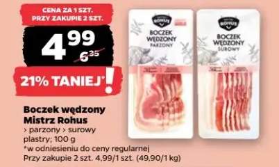 Boczek wędzony Mistrz Rohus > parzony > surowy plastry