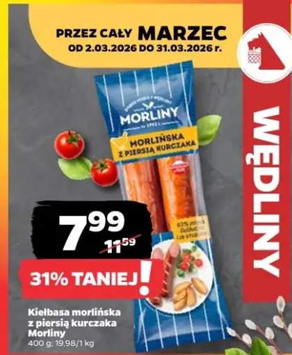 Kiełbasa morlińska z piersią kurczaka Morliny