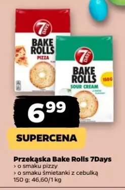 Przekąska Bake Rolls 7Days o smaku pizzy, o smaku śmietanki z cebulką