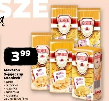 Makaron 5-jajeczny Czaniecki > tarte > nitki > łazanka > tasiemka > krajanka