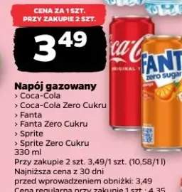 Napój gazowany Coca-Cola, Coca-Cola Zero Cukru, Fanta, Fanta Zero Cukru, Sprite, Sprite Zero Cukru