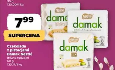 Czekolada z pistacjami Damak, różne rodzaje