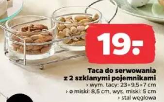 Taca do serwowania z 2 szklanymi pojemnikami