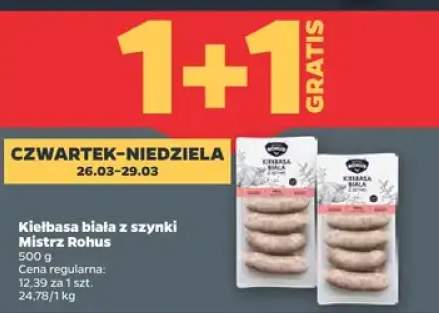 Kiełbasa biała z szynki 1+1 GRATIS