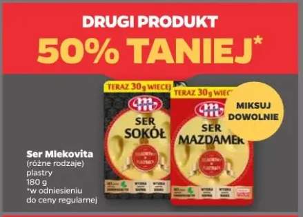 Ser Mlekovita różne rodzaje plastry, drugi produkt 50% taniej