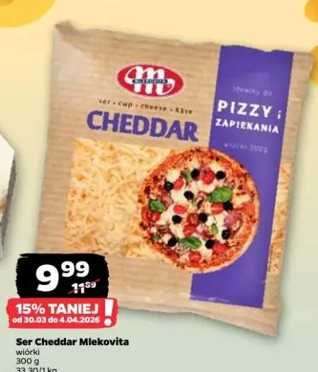 Ser Cheddar tarty do pizzy i zapiekania