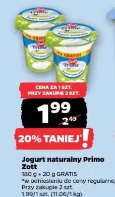 Jogurt naturalny 180g + 20g gratis