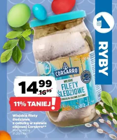 Wiejskie filety śledziowe z cebulką w zalewie olejowej Corsarro