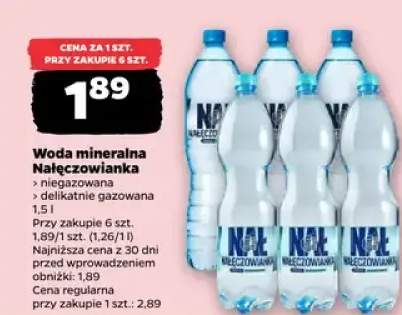 Woda mineralna Nałęczowianka niegazowana delikatnie gazowana