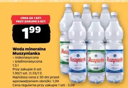 Woda mineralna Muszynianka niskonasycona, średnionasycona