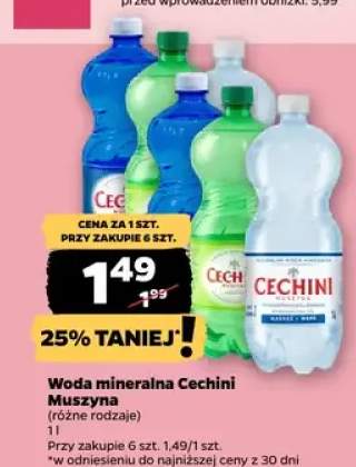 Woda mineralna Cechini Muszyna różne rodzaje
