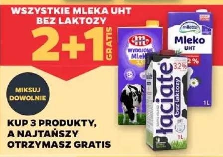 Mleko UHT bez laktozy wszystkie 2+1 gratis