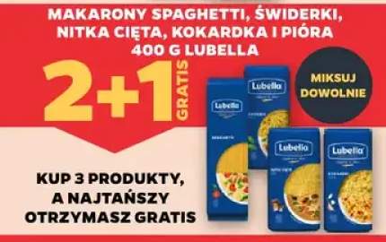 Makaron spaghetti, świderki, nitka cięta, kokardka i pióra 400g kup 3 produkty, a najtańszy otrzymasz gratis