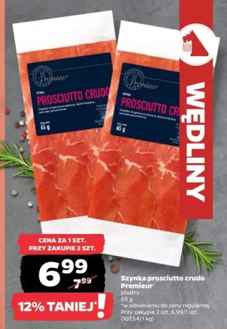 Szynka prosciutto crudo Premieur plastry