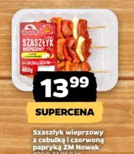 Szaszłyk wieprzowy z cebulką i czerwoną papryką
