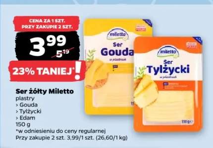 Ser żółty Miletto plastry Gouda, Tylżycki