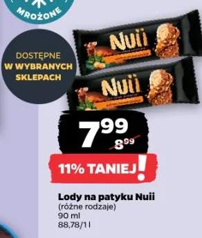 Lody na patyku Nuii (różne rodzaje)