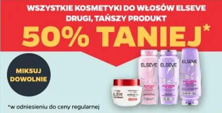 Wszystkie kosmetyki do włosów drugi, tańszy produkt 50% taniej