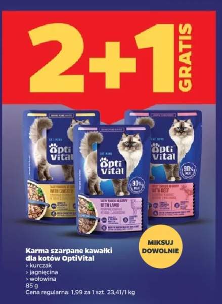 Karma szarpane kawałki dla kotów OptiVital kurczak