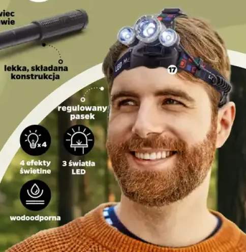 Latarka czołowa LED metalowa