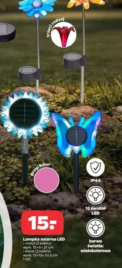 Lampka solarna LED - motyl (2 kolory)