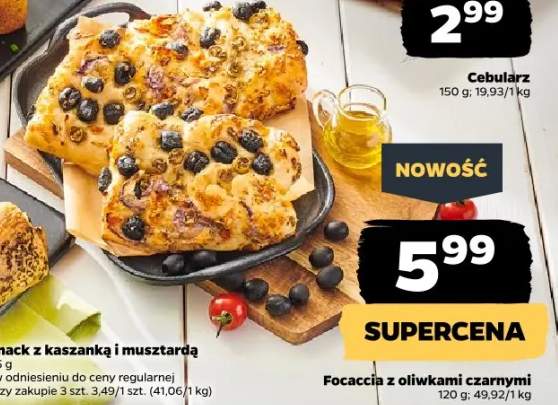 Focaccia z oliwkami czarnymi