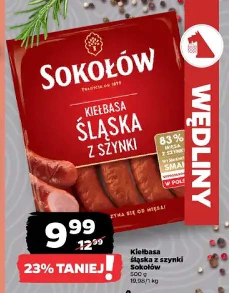 Kiełbasa śląska z szynki Sokołów