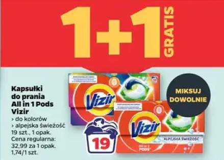Kapsułki do prania All in 1 Pods Vizir alpejska świeżość