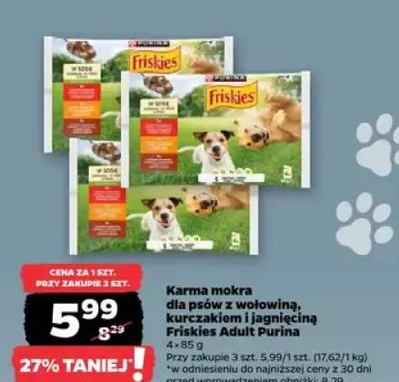 Karma mokra dla psów z wołowiną kurczakiem i jagnięciną Friskies Adult Purina