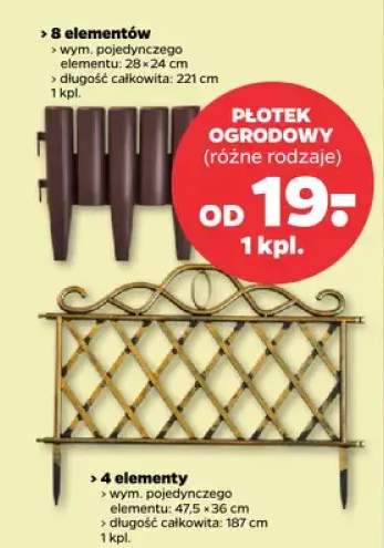 Płotek ogrodowy 4 elementy 47,5x36cm długość całkowita 187cm